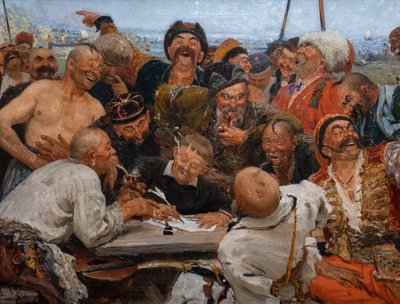 De Zaporogische Kozakken schrijven een brief aan de sultan van Turkije door Ilya Efimovich Repin