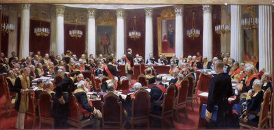 De eeuwfeestzitting van de Staatsraad in het Marie Paleis op 5 mei 1901 door Ilya Efimovich Repin