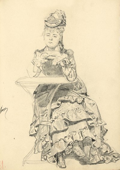 Vrouw Zittend aan een Cafétafel, ca. 1872-1875 door Ilya Efimovich Repin