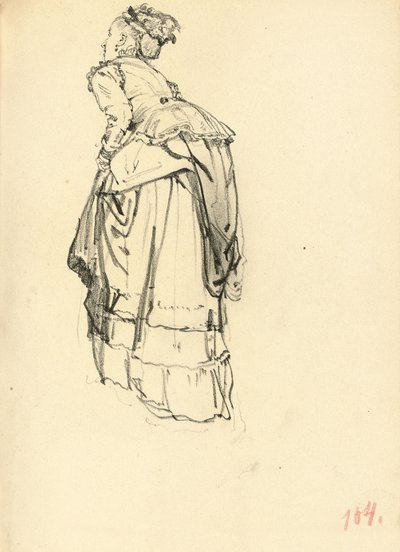 Vrouw in jurk van achteren, c. 1872-1875 door Ilya Efimovich Repin