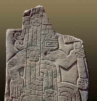 Inca-beschaving: reliëf dat een krijger voorstelt (steen) door Incan