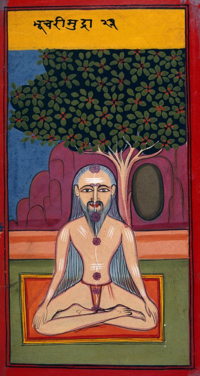 Add 24099 fol.114v Een Yogi in Bhucari-houding, uit Asandas en Mudras (Hata yoga) door Indian School