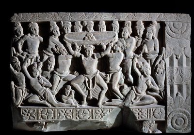 Aanbidding van de tulband (fragment van reliëf, 225-325) door Indian School