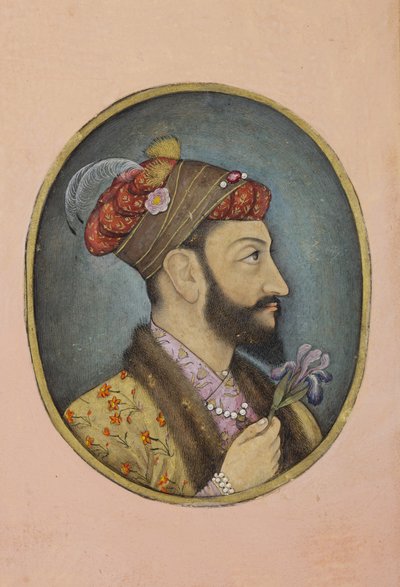 Aurangzeb Bahadur met een iris, c.1650 door Indian School