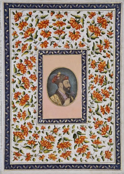 Aurangzeb Bahadur met een iris, c.1650 door Indian School