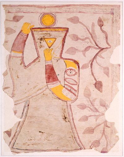 Bruid bedekt bescheiden haar gezicht met haar sari, ca. 1880 (pen, inkt & waterverf op papier) door Indian School