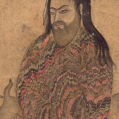 Detail van een derwisj, zittend in contemplatie, c.1650 door Indian School