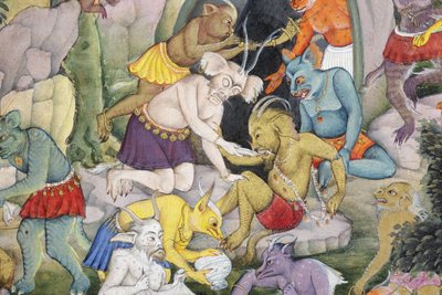 (detail) Demonen in een wild landschap, c.1600 door Indian School