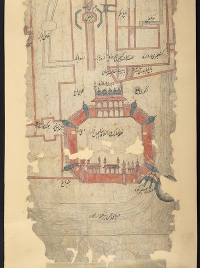 Fort van Delhi en het gebied ten noorden, sectie van een rol die 
