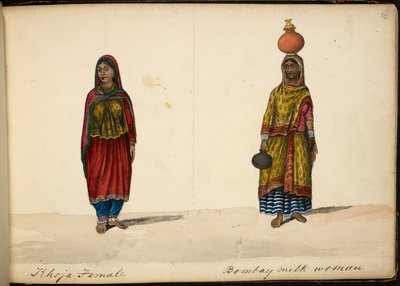 Khoja vrouw; Bombay melkverkoper door Indian School