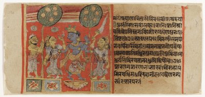 Krishna fluit voor twee gopi