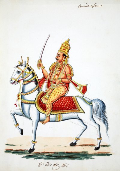 Heer Kalki op zijn Paard Devadatta met Zwaard in de Hand door Indian School