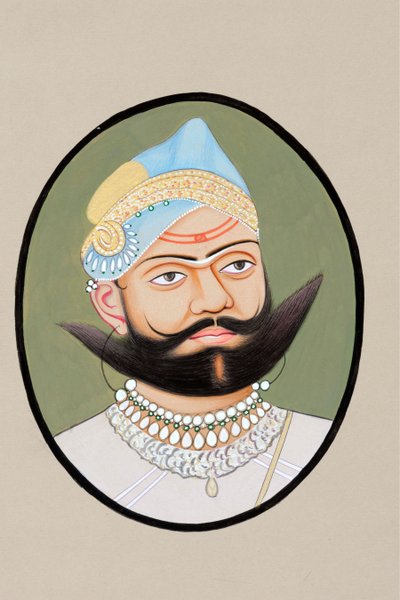 Miniatuurschilderij van Maharaja Sajjan Singh 1874 door Indian School