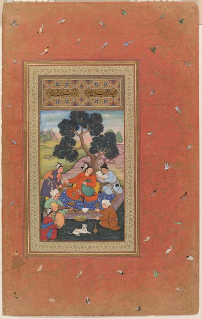 Mongoolse stamhoofd en begeleiders, folio uit het Gulshan Album (Rozen Tuin album), ca.1600 door Indian School
