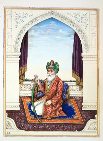 Nawab Mozaffir Khan (Multani), uit Het Koninkrijk van Punjab, zijn Heersers en Hoofden, deel II, een volume van 30 aquarelstudies door een onbekende Indiase kunstenaar, ca. 1840 door Indian School