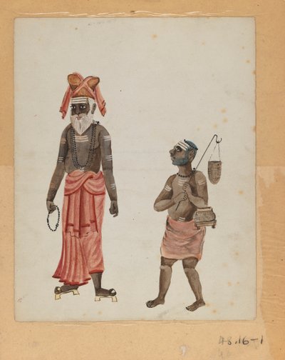 Een van een set van negen afbeeldingen die Indiërs in verschillende beroepen tonen door Indian School