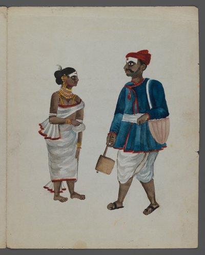 Een van een set van negen afbeeldingen die Indiërs in verschillende beroepen tonen door Indian School