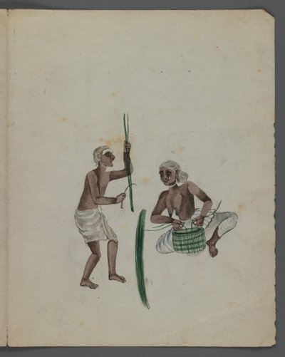 Een van een set van negen afbeeldingen die Indiërs in verschillende beroepen tonen door Indian School