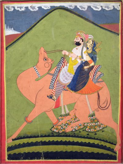 Portret van Salim Singh van Pokaran, rijdend op een kameel met zijn rani, Jodhpur, c.1810-20 door Indian School