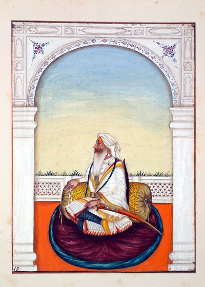 Rajah Iej Singh, uit Het Koninkrijk van Punjab, zijn Heersers en Hoofden, deel I, een deel van 27 aquarelstudies door een onbekende Indiase kunstenaar, ca. 1840 door Indian School