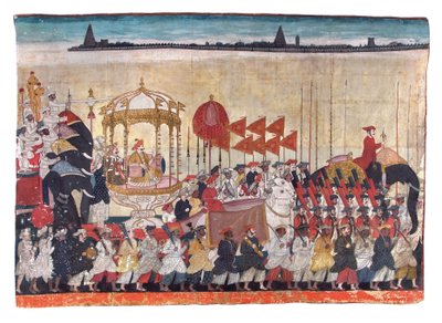Rao Tuljaji in Processie, c.1775 door Indian School