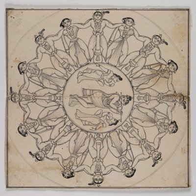 Rasa-lila (Tekening) door Indian School