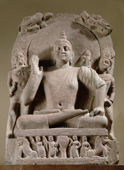 Zittende Bodhisattva, Mathura door Indian School