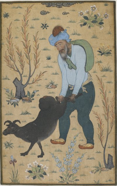Herder en geit, Mughal-dynastie door Indian School