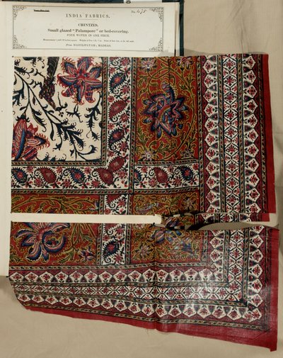 Klein geglazuurd palampore of bedekkingmonster uit Masulipatam in Madras, uit De Collectie van de Textielfabrikanten van India, door John Forbes Watson, gepubliceerd in 1866 door Indian School