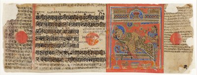 De Brahmani Devananda op haar bank, uit de Kalpasutra door Indian School