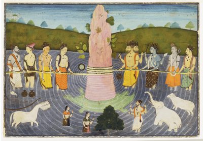 Het karnen van de oceaan van melk, c.1700 door Indian School