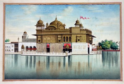 De Gouden Tempel in Amritsar, uit Het Koninkrijk van Punjab, zijn Heersers en Hoofden, deel I, een deel van 27 aquarelstudies door een onbekende Indiase kunstenaar, ca. 1840 door Indian School