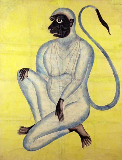 De Apenkoning Hanuman, Kalighat, Calcutta, ca.1870 door Indian School