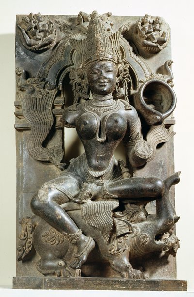 Varunani, houtsnede uit de Konark Zonnetempel, Orissa, Oostelijke Ganga-dynastie door Indian School