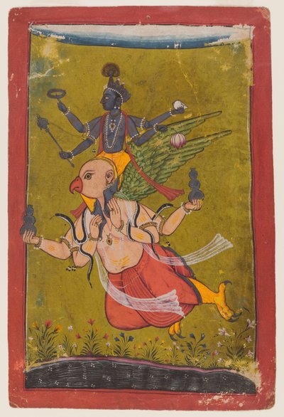 Vishnu op Garuda door Indian School