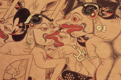 Detail van een Wayang Beber-rol door Indonesian Indonesian
