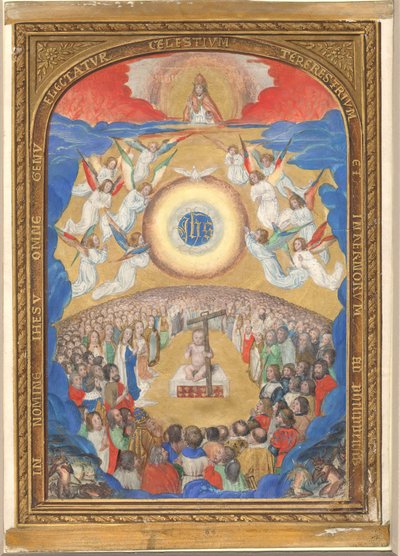 Manuscriptblad met Aanbidding van de Heilige Naam, uit een Getijdenboek, na 1530 door Influence of Simon Bening