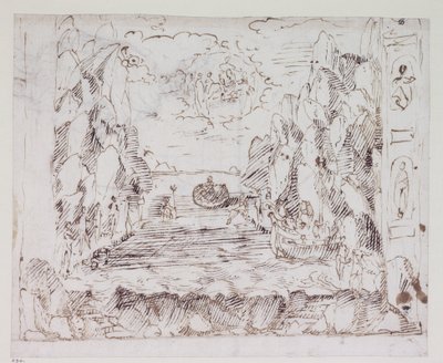 De Triomf van de Liefde door Callopis, Ontwerp voor Scene II: De Zeetriomf door Inigo Jones