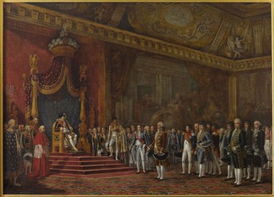 Afvaardiging van de Romeinse Senaat brengt hulde aan Napoleon I op 16 november 1809, 1810 door Innocent Louis Goubaud