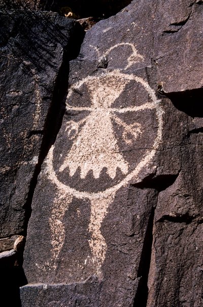 Anasazi-petroglyph, gravures in muren in New Mexico door Ira Block