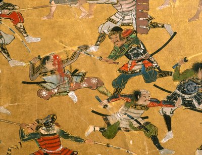 Detailpanelen die de Slag bij Osaka en andere gevechtsscènes tonen, Osaka Kasteel Museum, 2005 door Ira Block