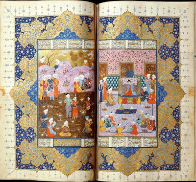 Shah Luhrasps Troonsbestijging Manuscriptverlichting uit het epos Shahname door Ferdowsi door Iranian Master