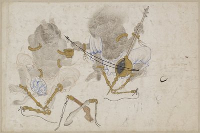 Twee demonen, geketend, 15e eeuw door Iranian Master