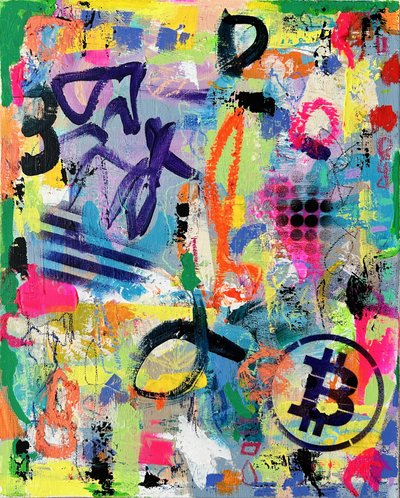 Levendige Bitcoin-graffiti door Irene Chua