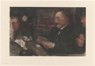 Kaartende heren in café door Isaac Israels