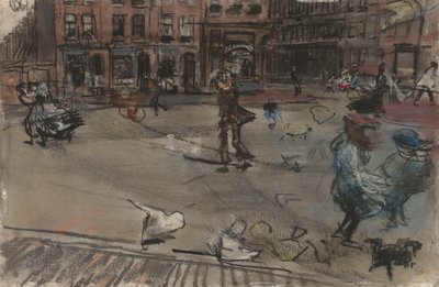 Windvlaag op het Dapperplein in Amsterdam door Isaac Israels