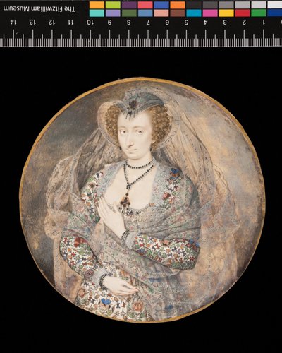 Miniatuur. Onbekende dame. Lucy Harington, gravin van Bedford (voormalige titel), ca. 1605 (aquarel  bodycolor op kaart) door Isaac Oliver