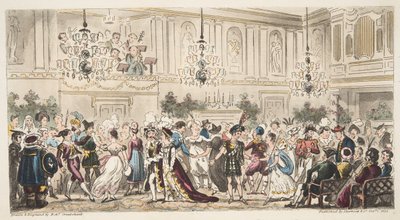 Het Fancy Bal in de Upper Rooms, Bath, uit The English Spy, gepubliceerd Londen, 1824 door Isaac Robert Cruikshank