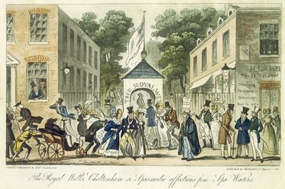 The Royal Wells, Cheltenham, of Spasmodische Aandoeningen voor Spa Water, 1825 door Isaac Robert Cruikshank