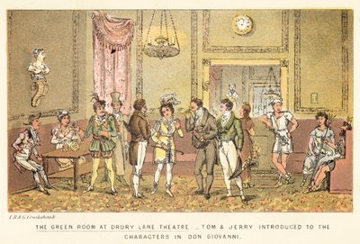 De Groene Kamer in het Drury Lane Theater door Isaac, Robert and George Cruikshank